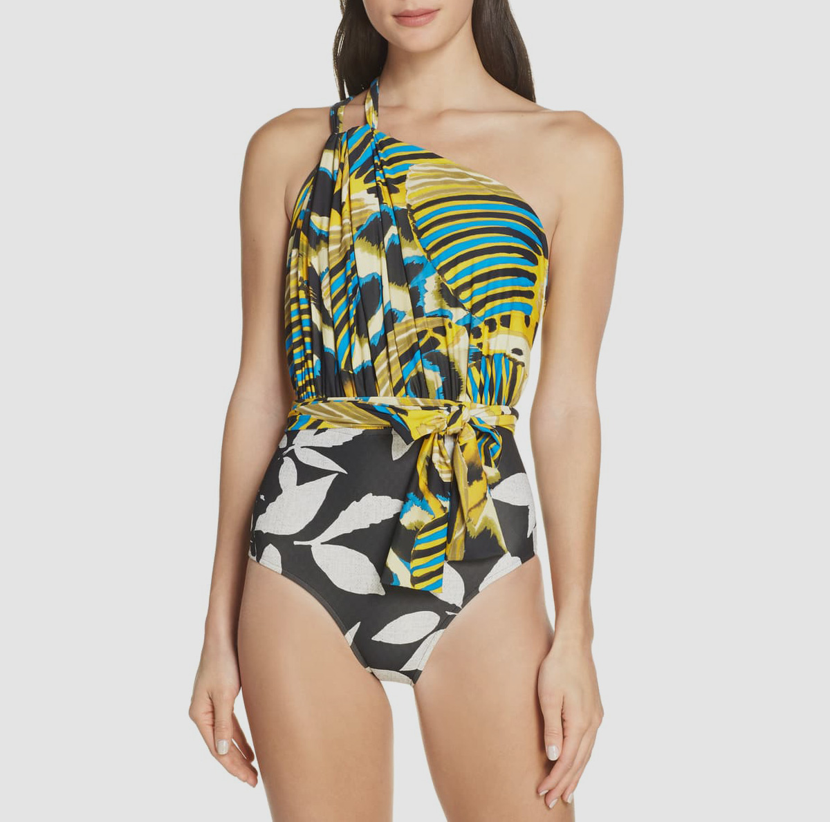 Lenny Niemeyer Ruched Shoulder One Piece Swimsuit