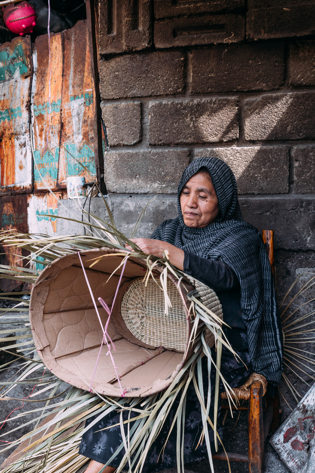 A palm frond weaver in Guerrero, Mexico. 