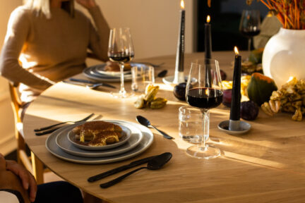 Beautifully set dinner table
