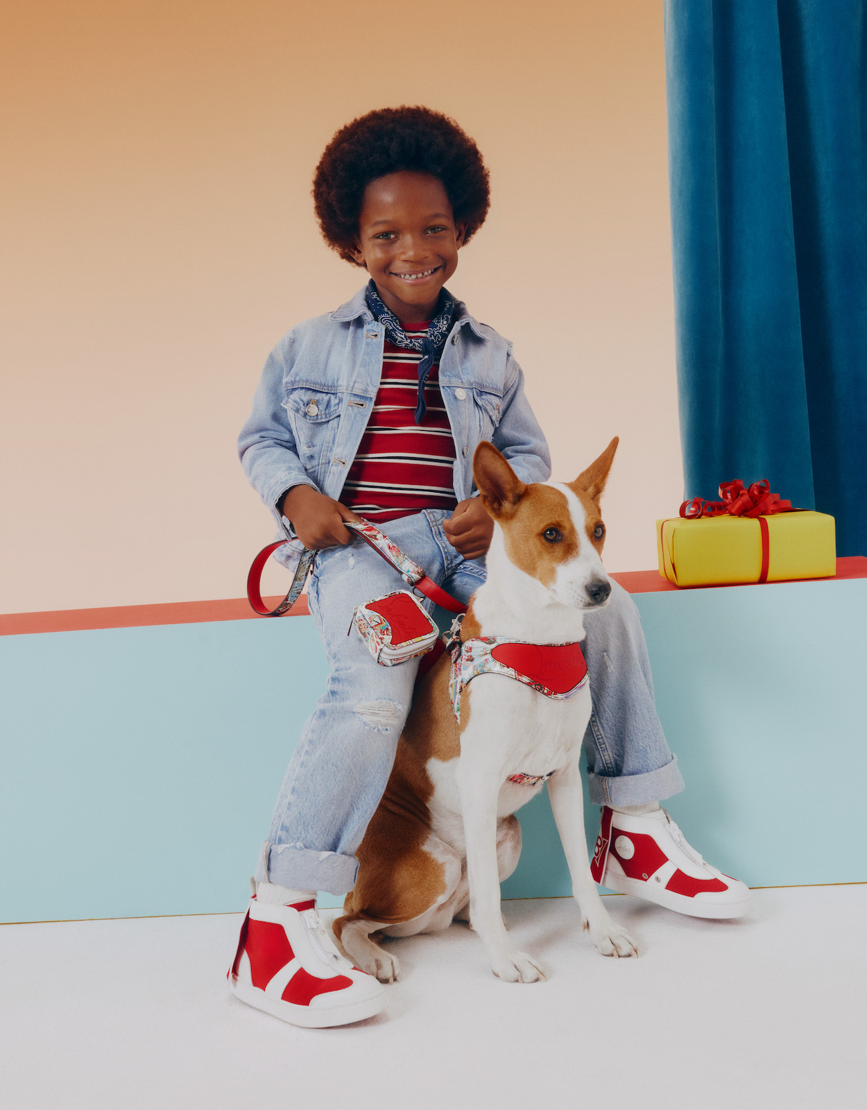 Smiling child with dog