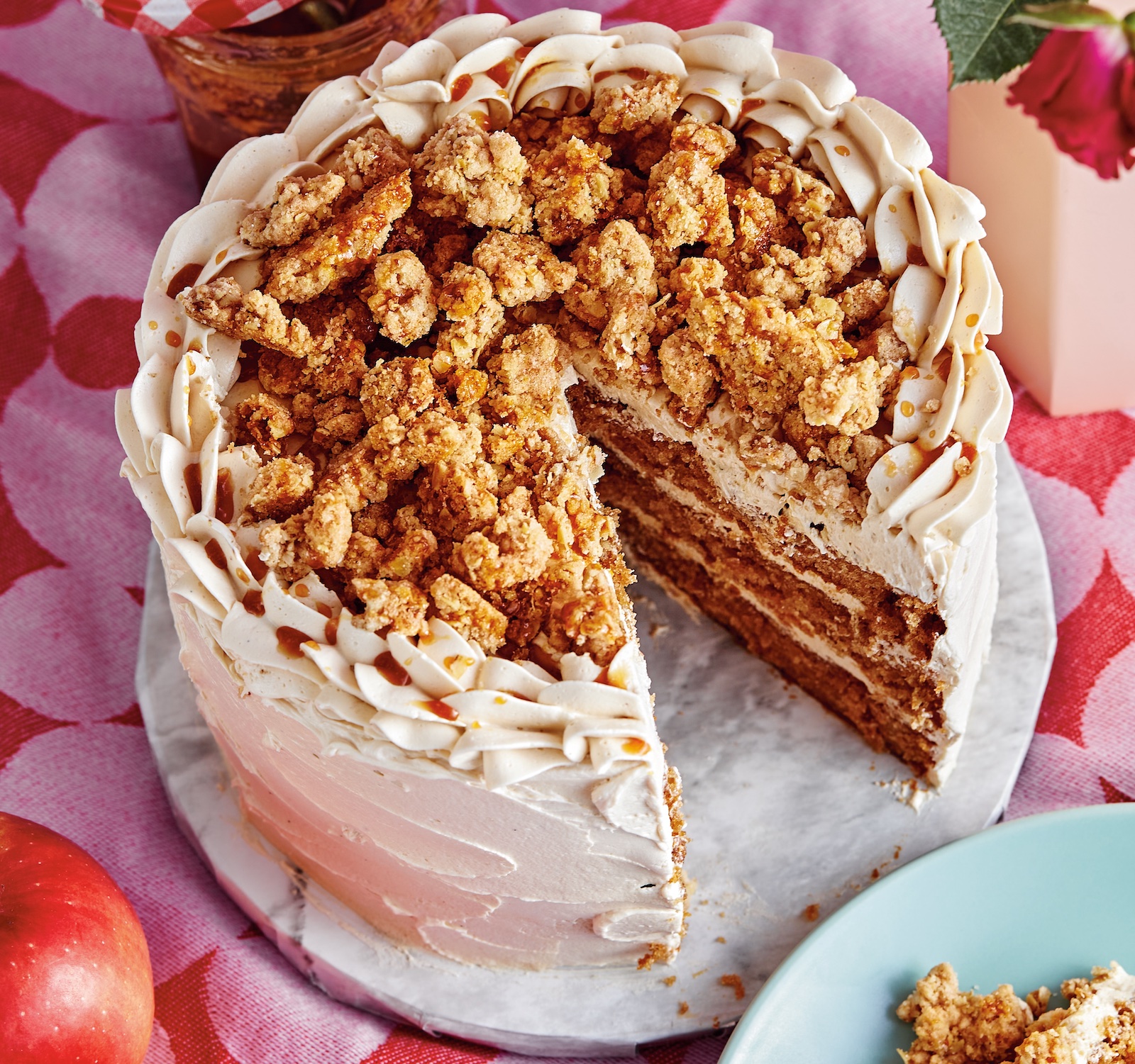 Apple Caramel Cake With Oatmeal Cookie Crumbles from a Vancouver Plant-Based Baker - Vimarsana News