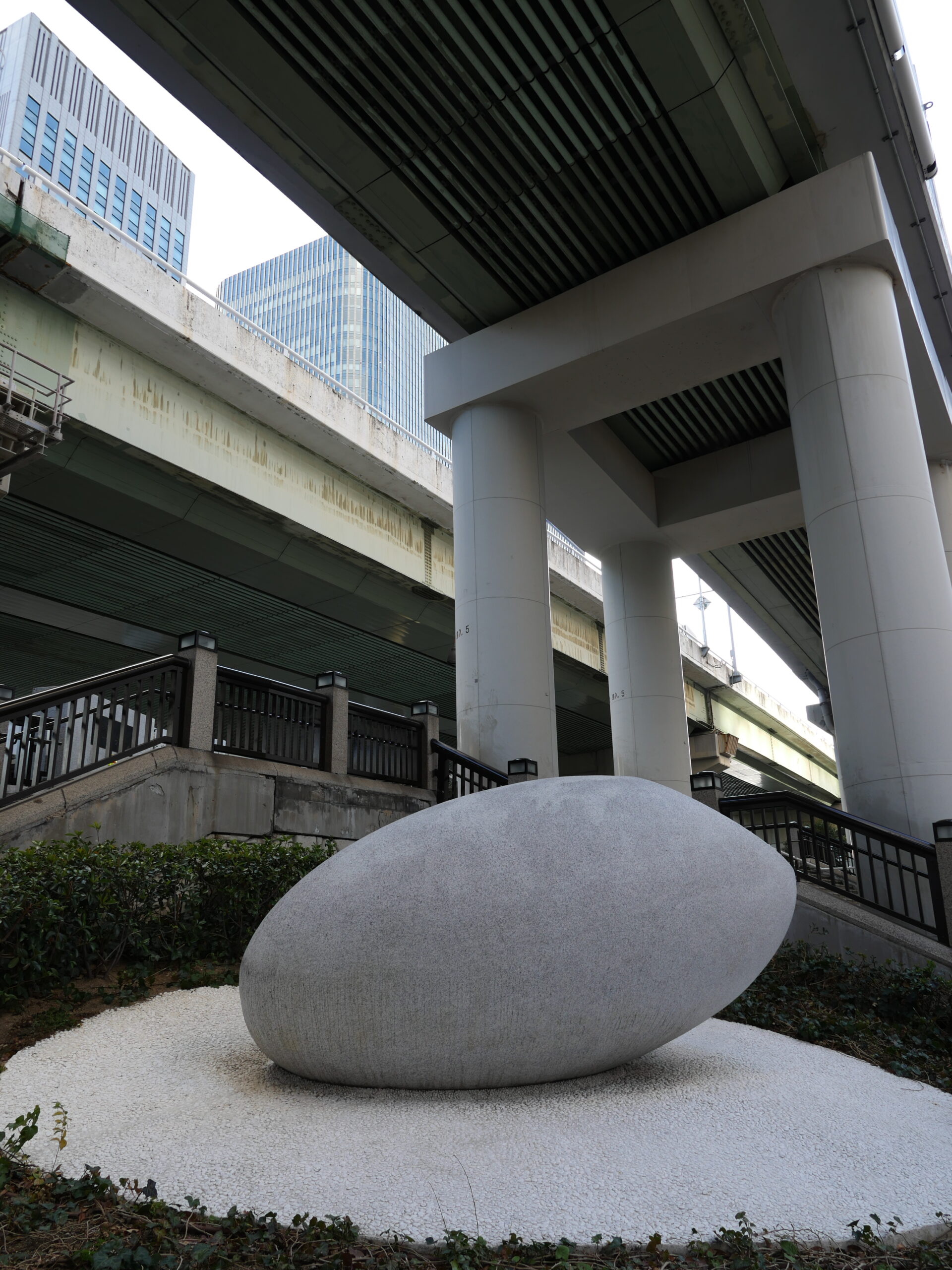 A sculpture of a giant grain of rice in Osaka.
