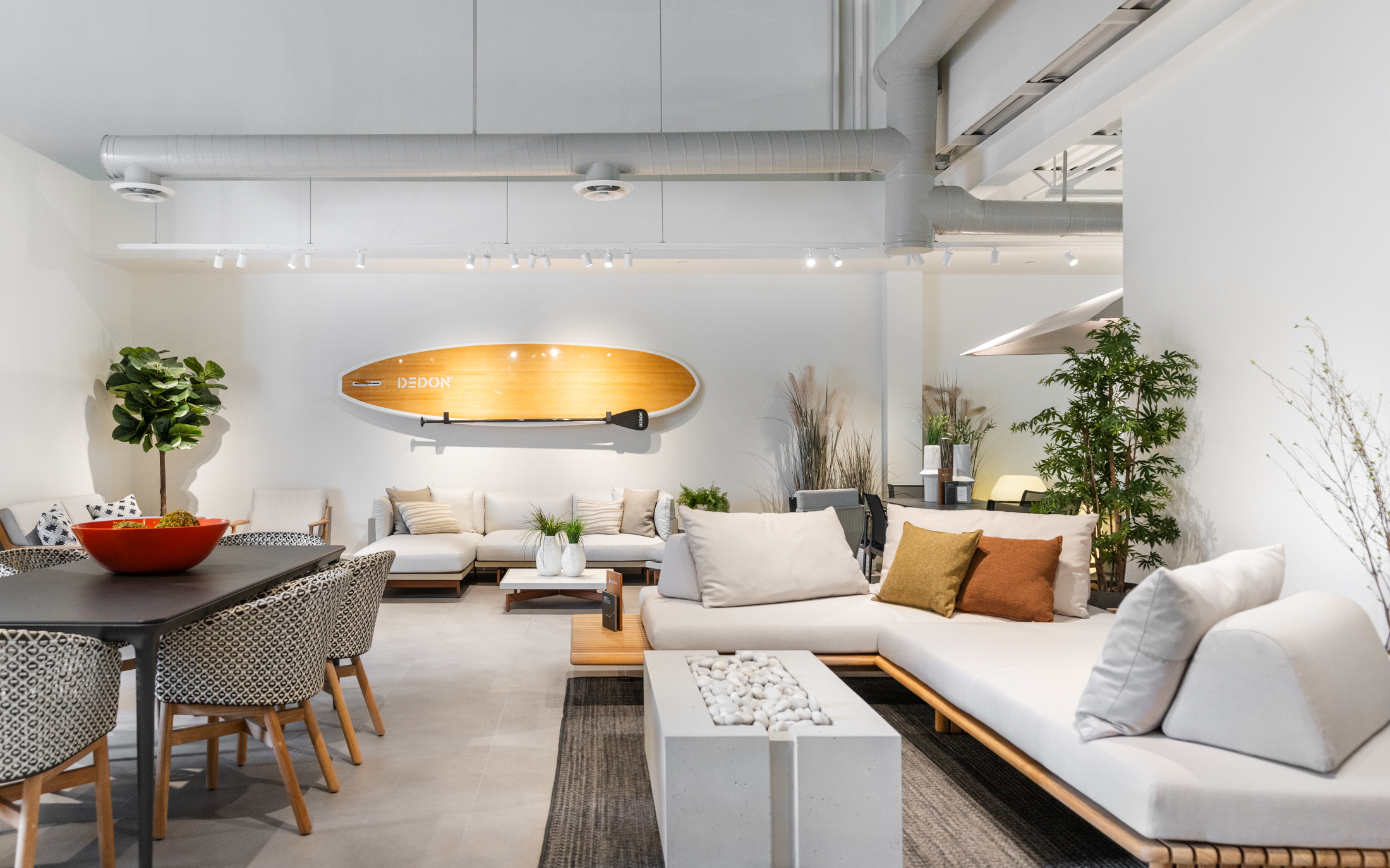 Livingspace outdoor furniture arranged in a showroom.