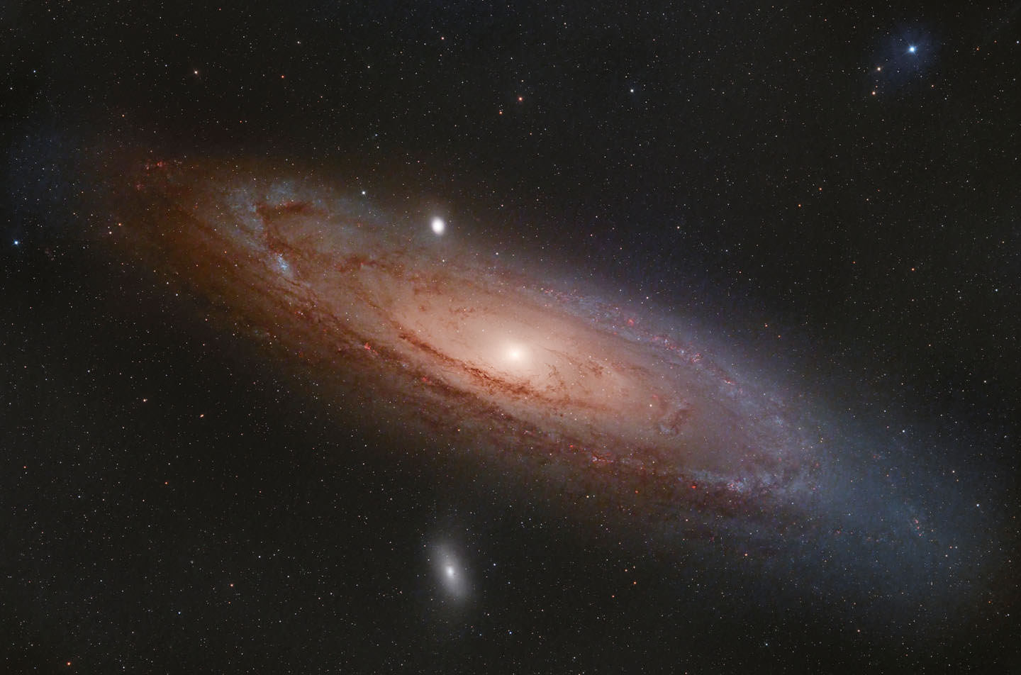Astrophotography of the Andromeda galaxy.