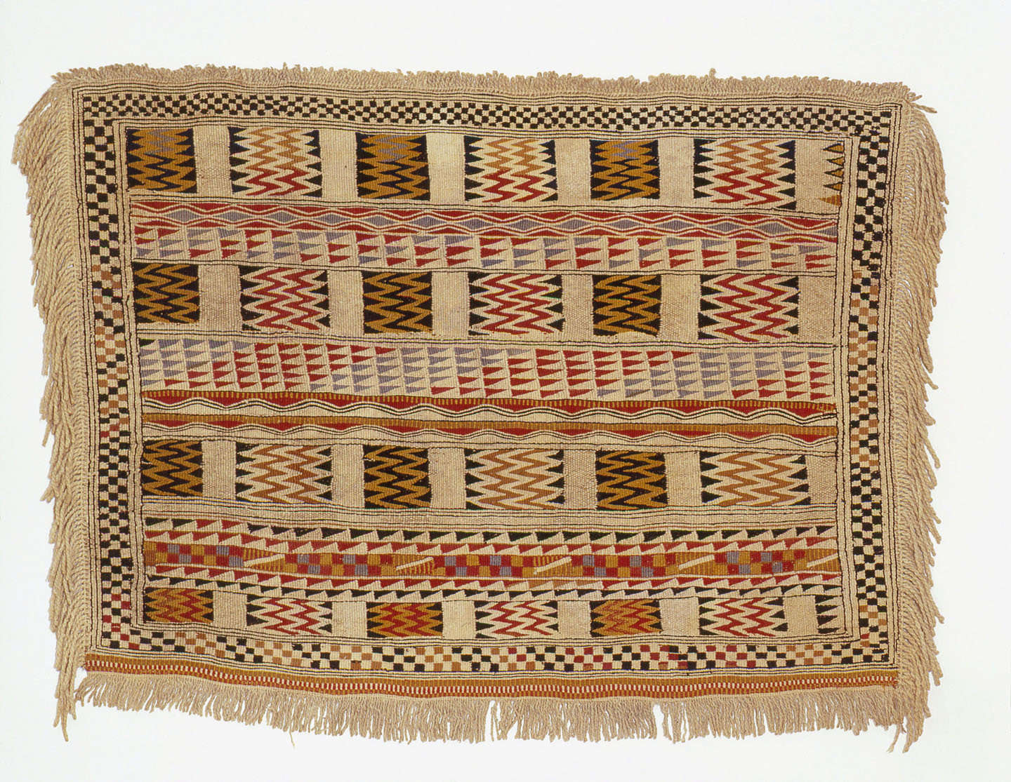 A patterned Salish blanket.