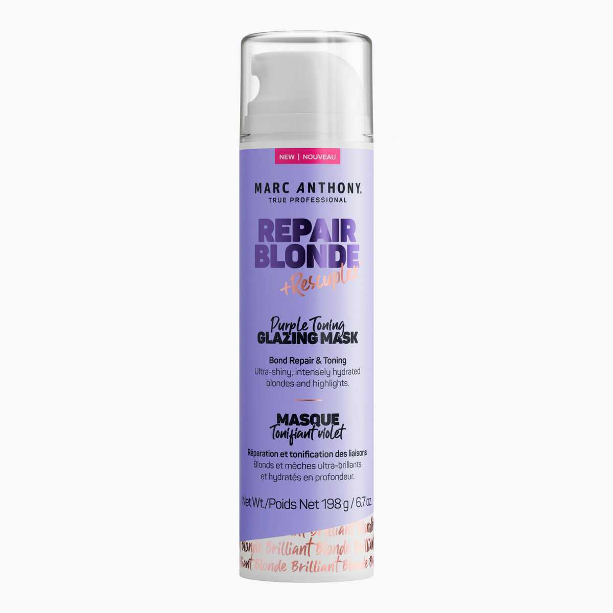 A purple bottle of Marc Antony hair mask.