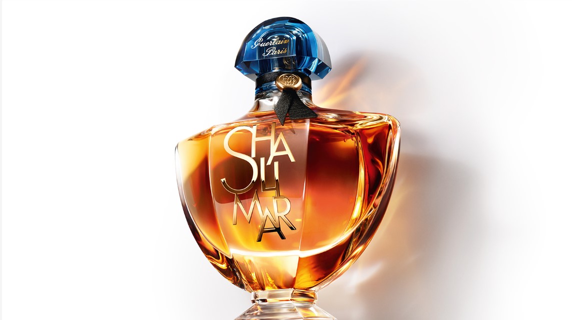 A bottle of perfume (Guerlain Shalimar L'Essance).