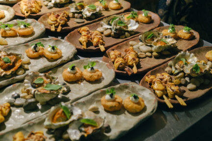rows of plates of amuse-bouche at a Vancouver pop-up