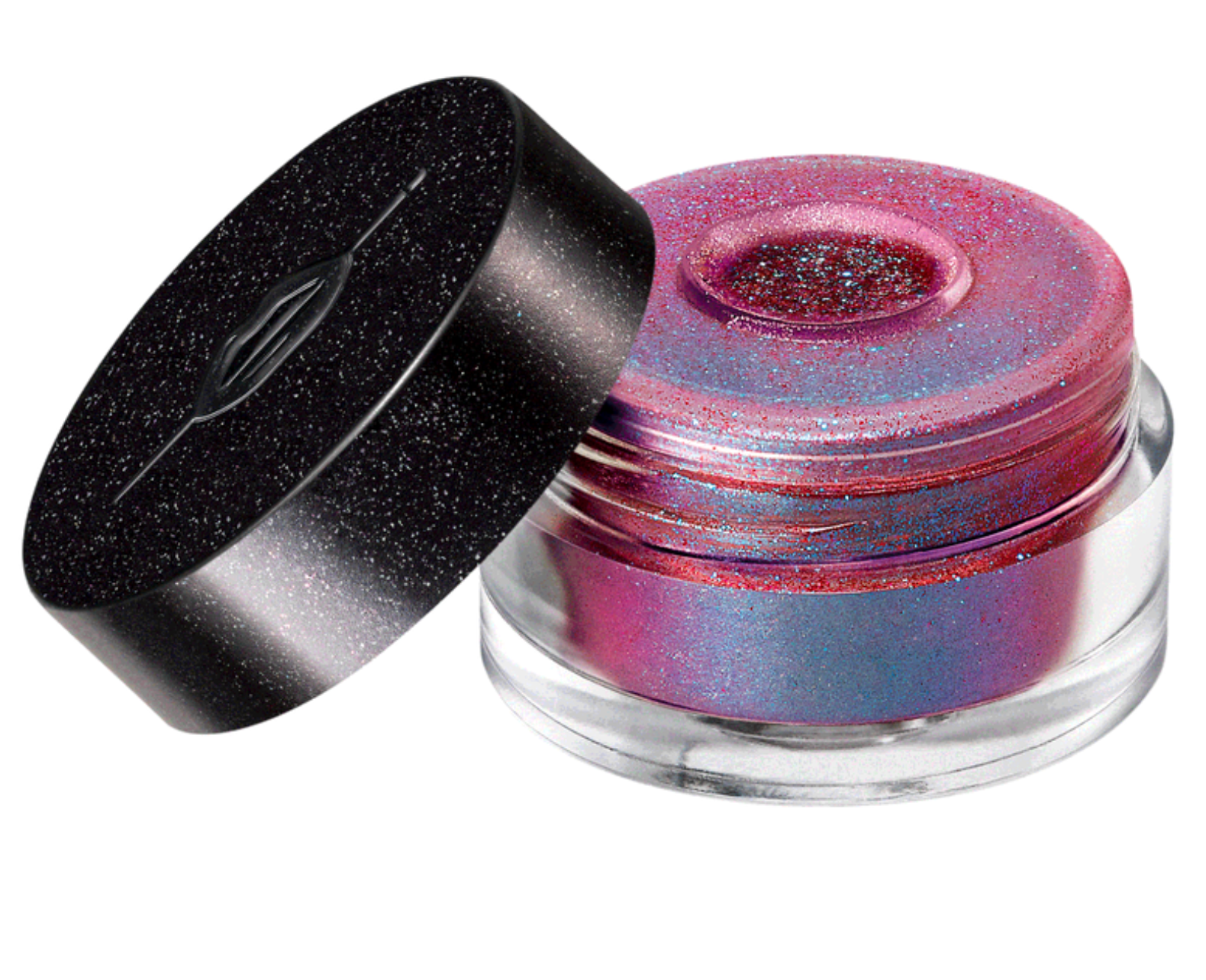 Burgundy powder makeup.