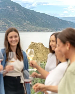 Women drink wine in the Okanagan.