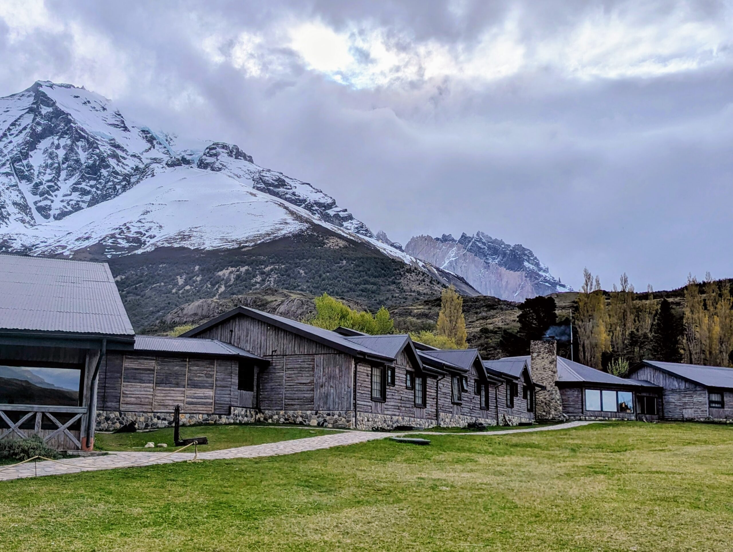 Black-roofed cabins.
